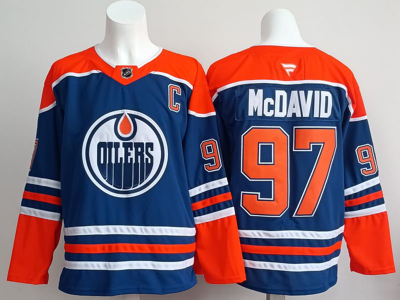 Men 2025 Edmonton Oilers #97 Mcdavid Blue Fanatics Home Premium NHL Jersey style 1->edmonton oilers->NHL Jersey